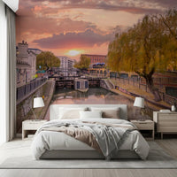Somber Stone Chapel Graveyard Vista Wall Mural