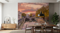 Somber Stone Chapel Graveyard Vista Wall Mural