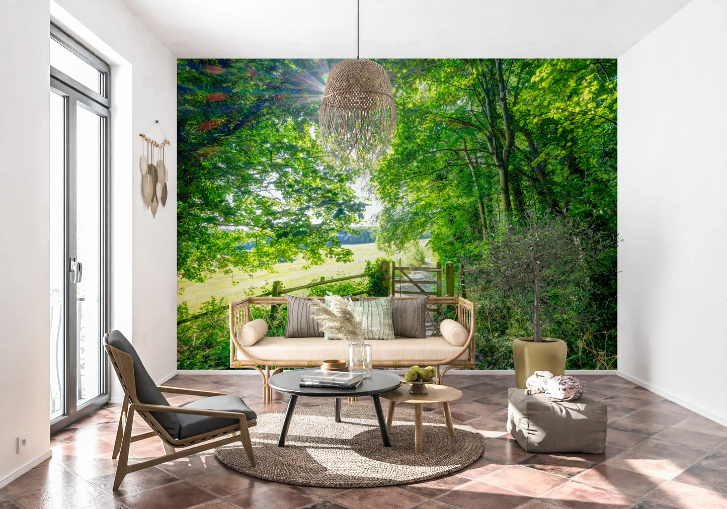 Rustic Woodland Gate Entrance Wall Mural