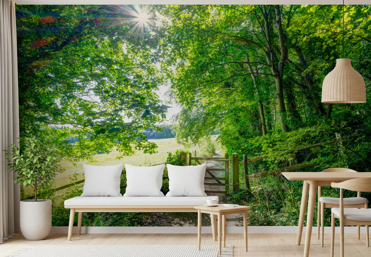 Rustic Woodland Gate Entrance Wall Mural