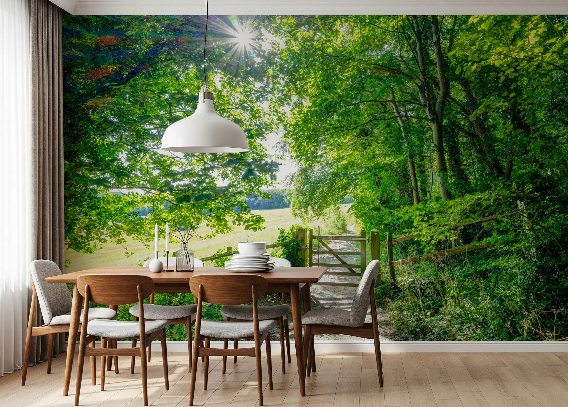 Rustic Woodland Gate Entrance Wall Mural