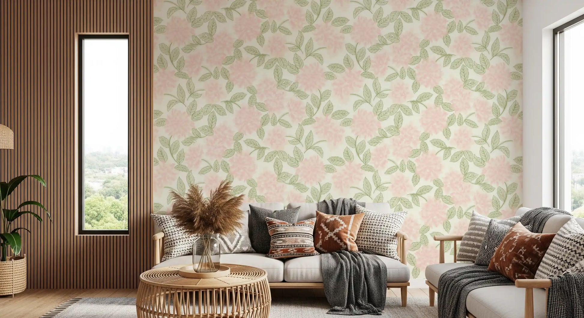 Blush Bloom Botanical Sketch Wallpaper⁠