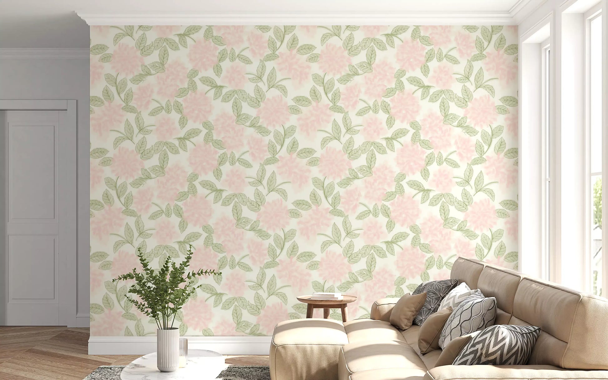 Blush Bloom Botanical Sketch Wallpaper⁠
