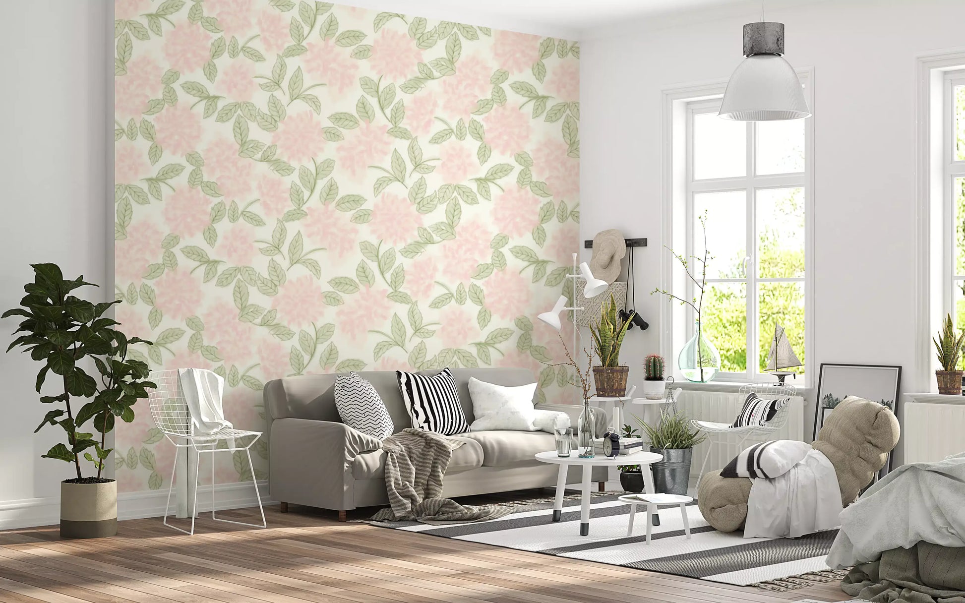 Blush Bloom Botanical Sketch Wallpaper⁠
