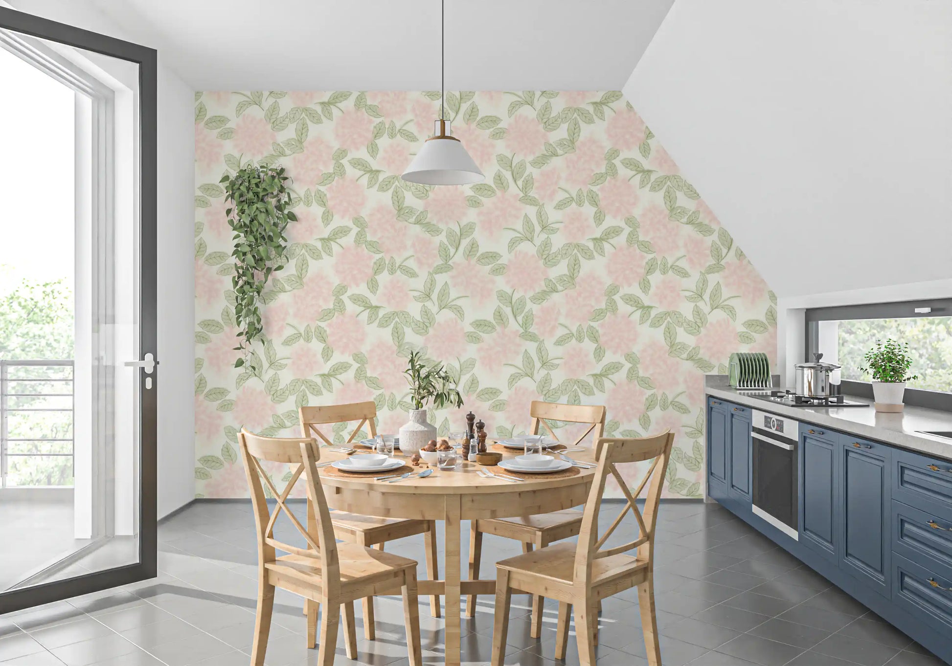 Blush Bloom Botanical Sketch Wallpaper⁠