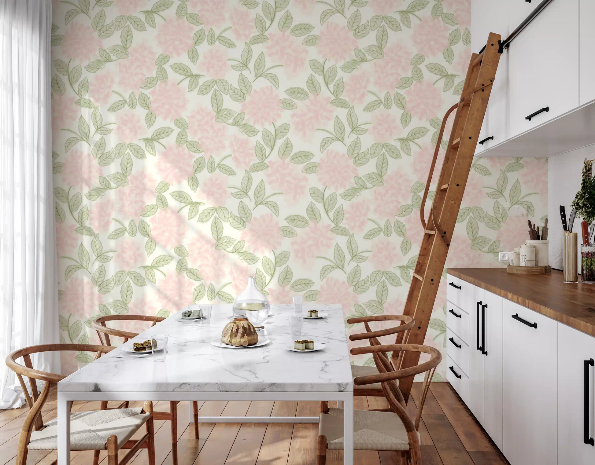 Blush Bloom Botanical Sketch Wallpaper⁠