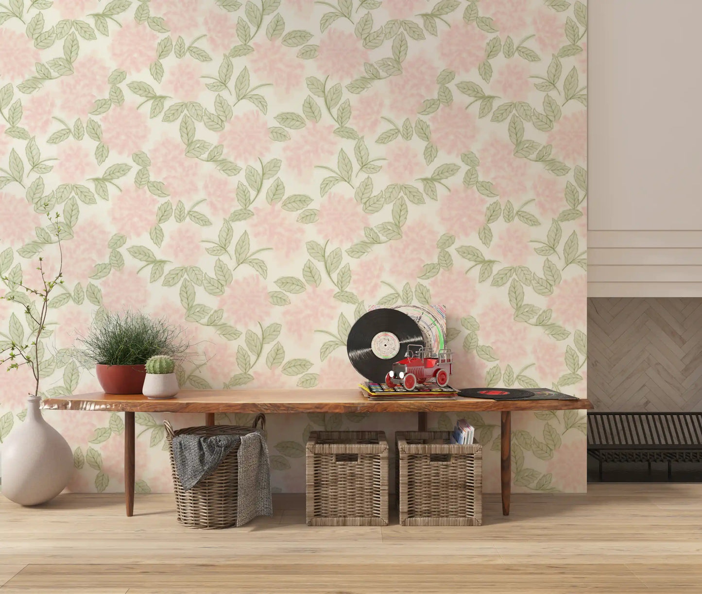 Blush Bloom Botanical Sketch Wallpaper⁠