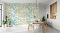 Watercolor Azure and Peach Blossoms Wallpaper⁠