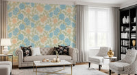 Watercolor Azure and Peach Blossoms Wallpaper⁠