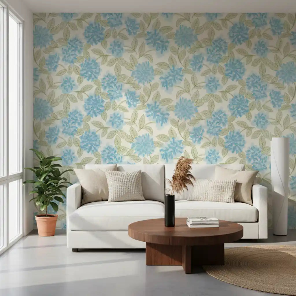 Blue Hydrangea Watercolor Bloom Wallpaper⁠