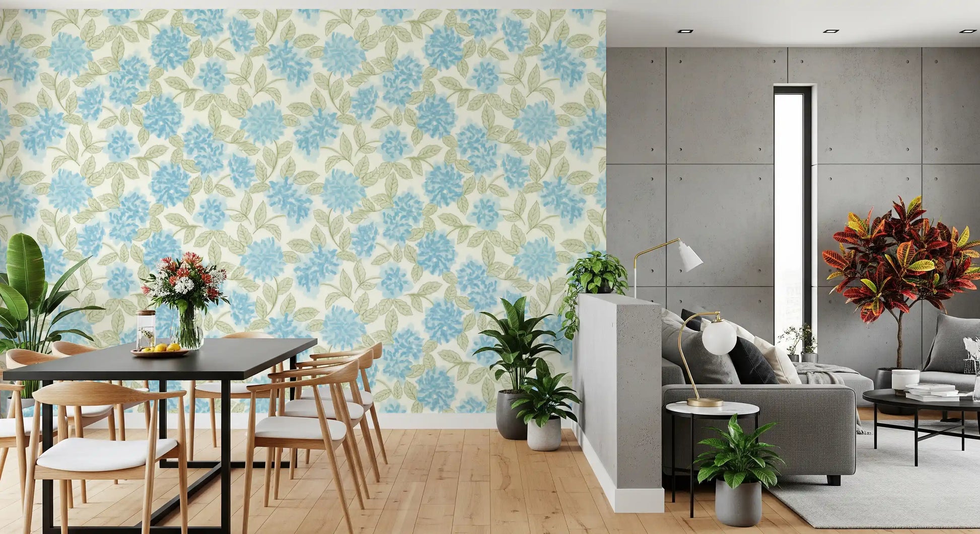 Blue Hydrangea Watercolor Bloom Wallpaper⁠