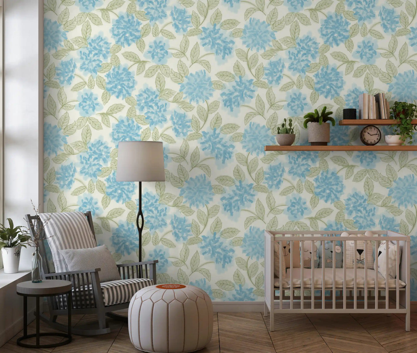 Blue Hydrangea Watercolor Bloom Wallpaper⁠