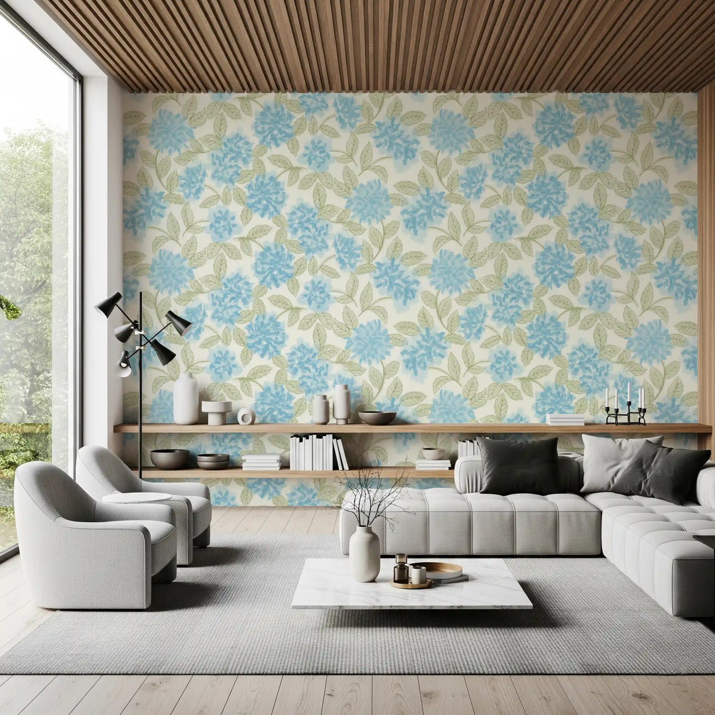 Blue Hydrangea Watercolor Bloom Wallpaper⁠