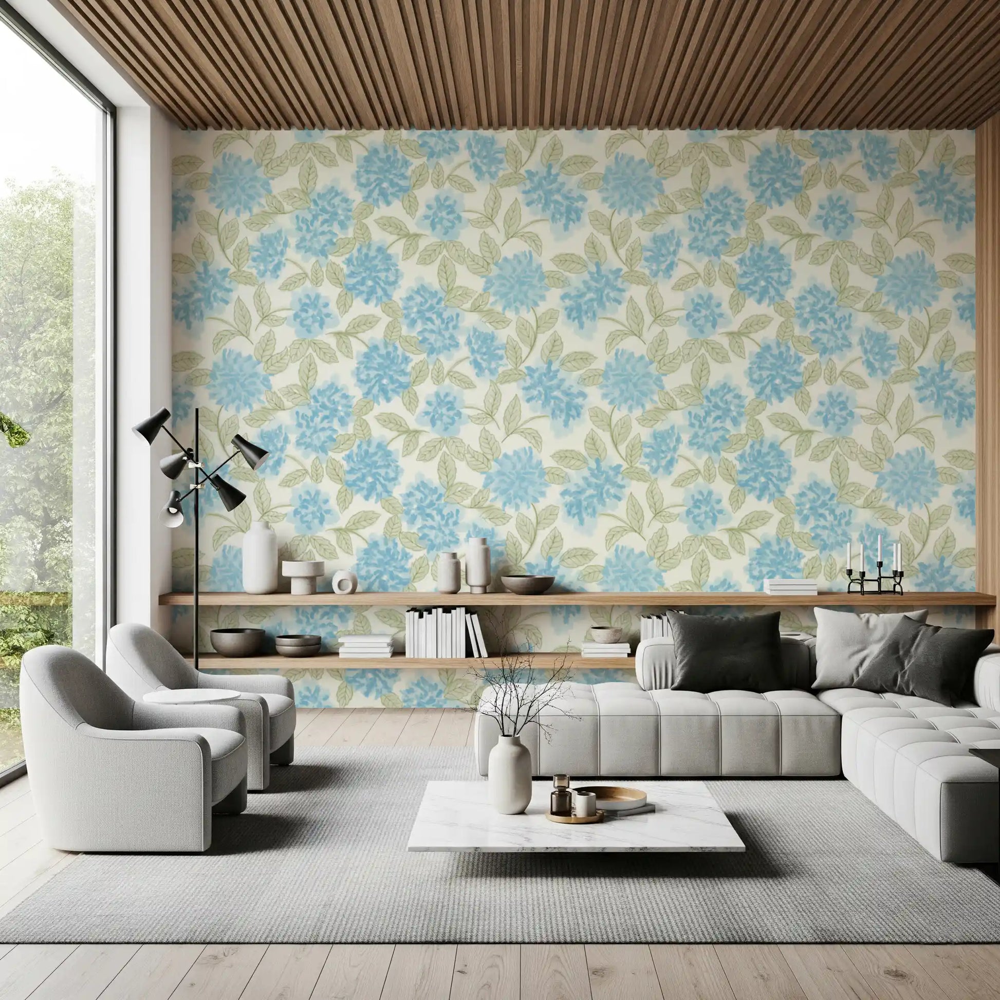 Blue Hydrangea Watercolor Bloom Wallpaper⁠