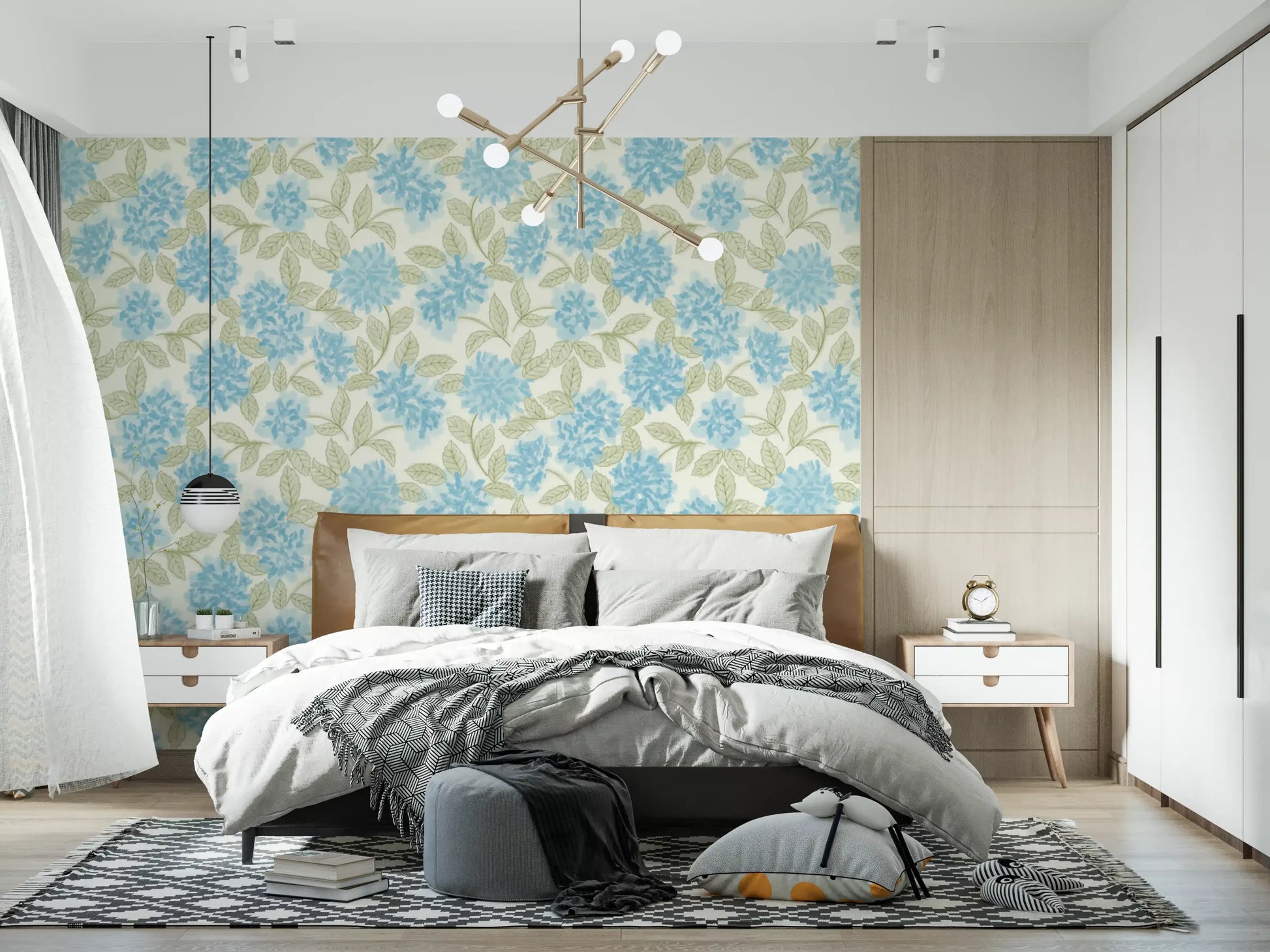 Blue Hydrangea Watercolor Bloom Wallpaper⁠