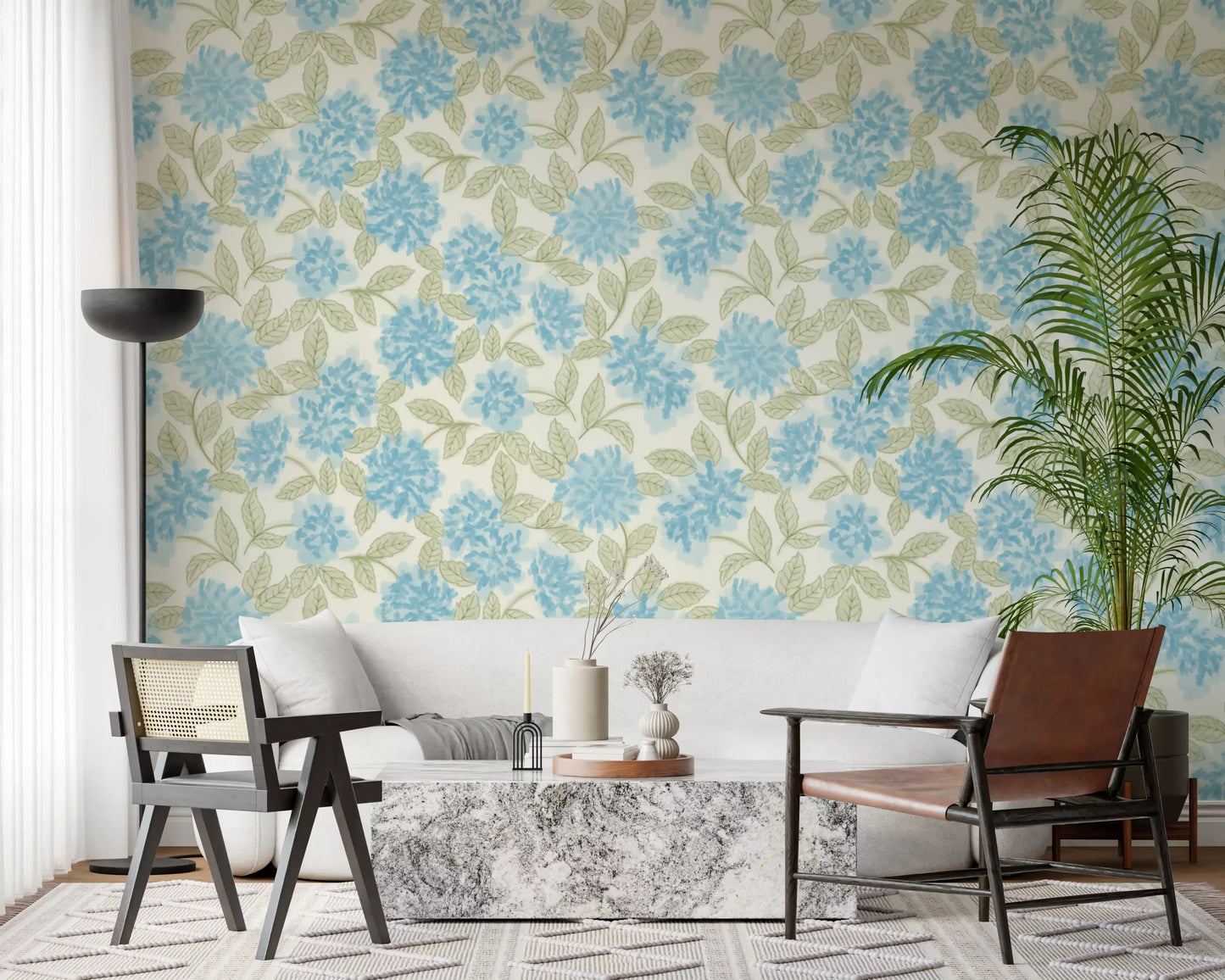 Blue Hydrangea Watercolor Bloom Wallpaper⁠