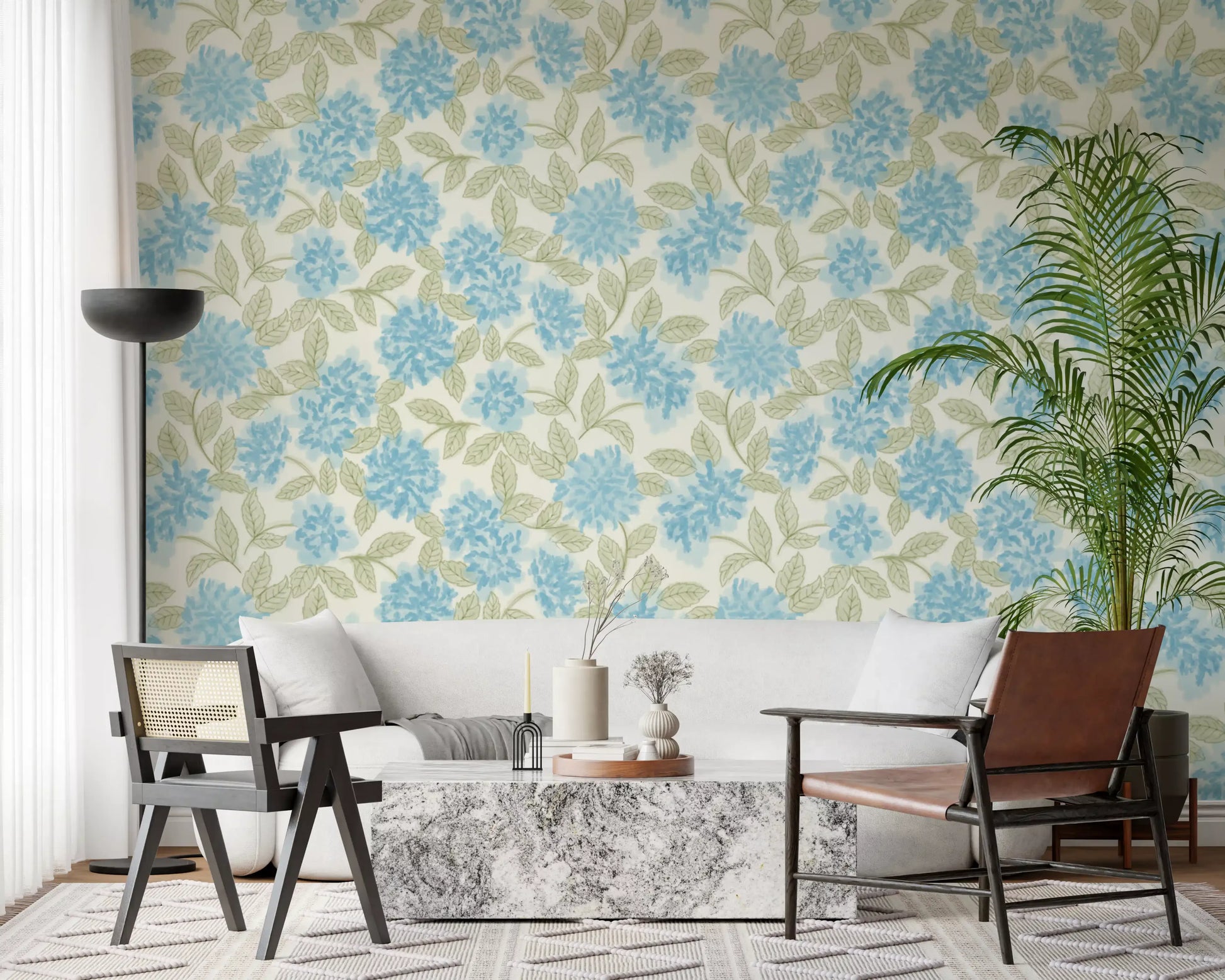 Blue Hydrangea Watercolor Bloom Wallpaper⁠