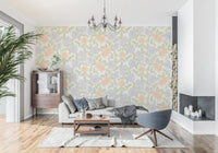 Blush and Periwinkle Garden Sketch Wallpaper⁠