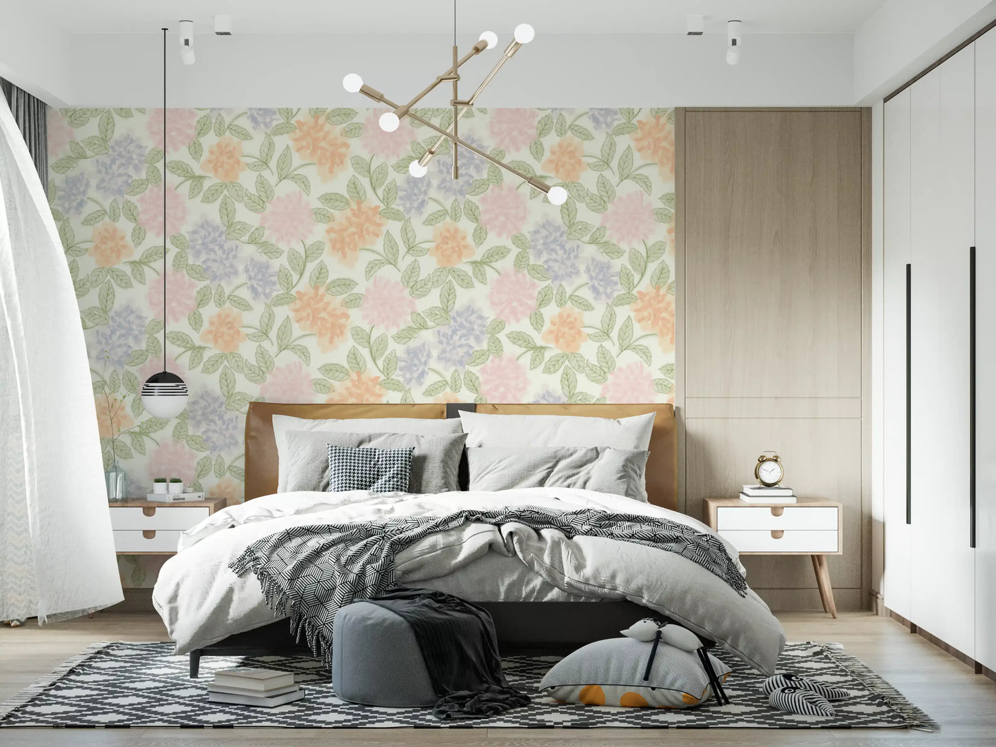Whimsical Botanical Sketch Pattern Wallpaper⁠