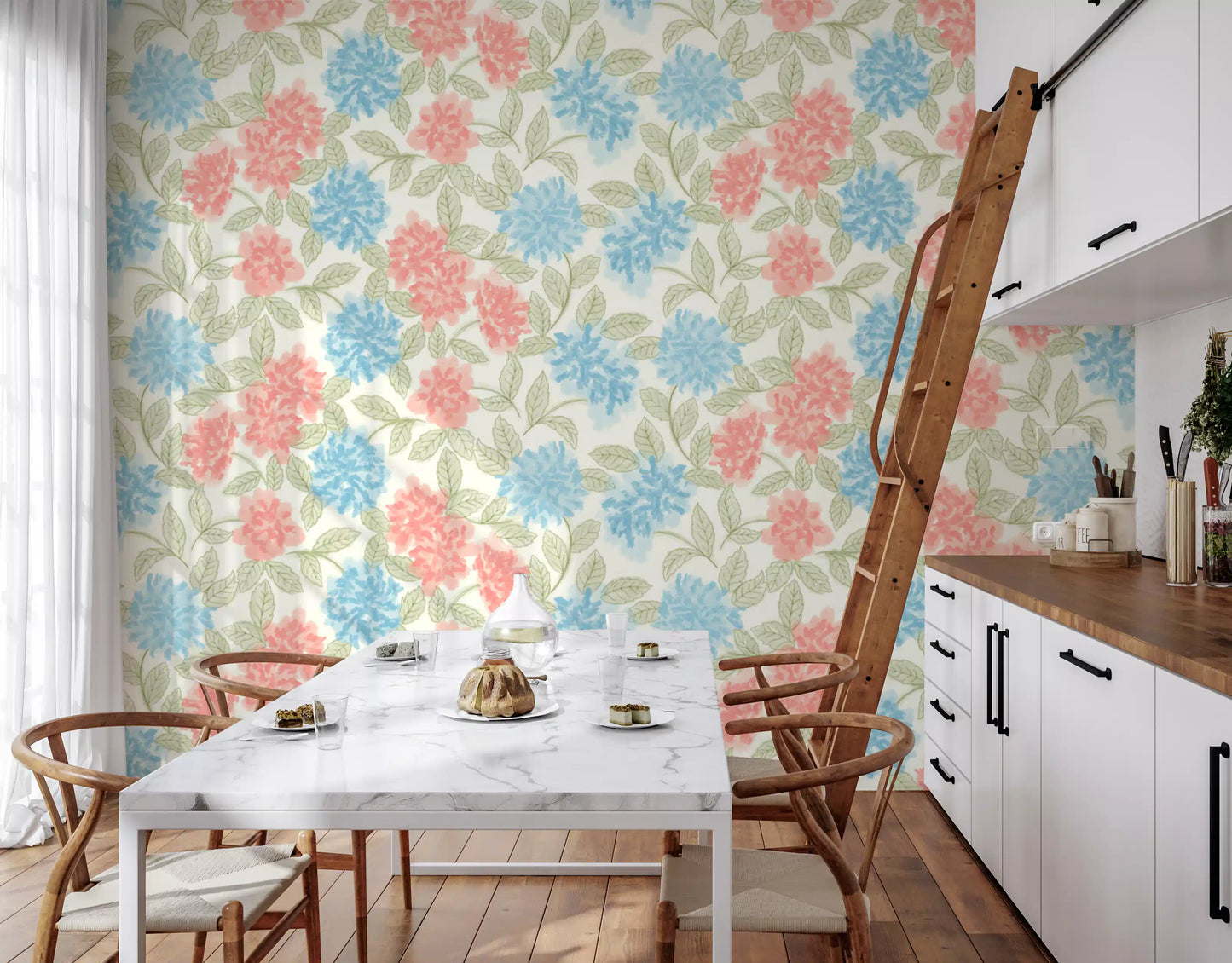 Blooming Painterly Botanical Garden Wallpaper⁠