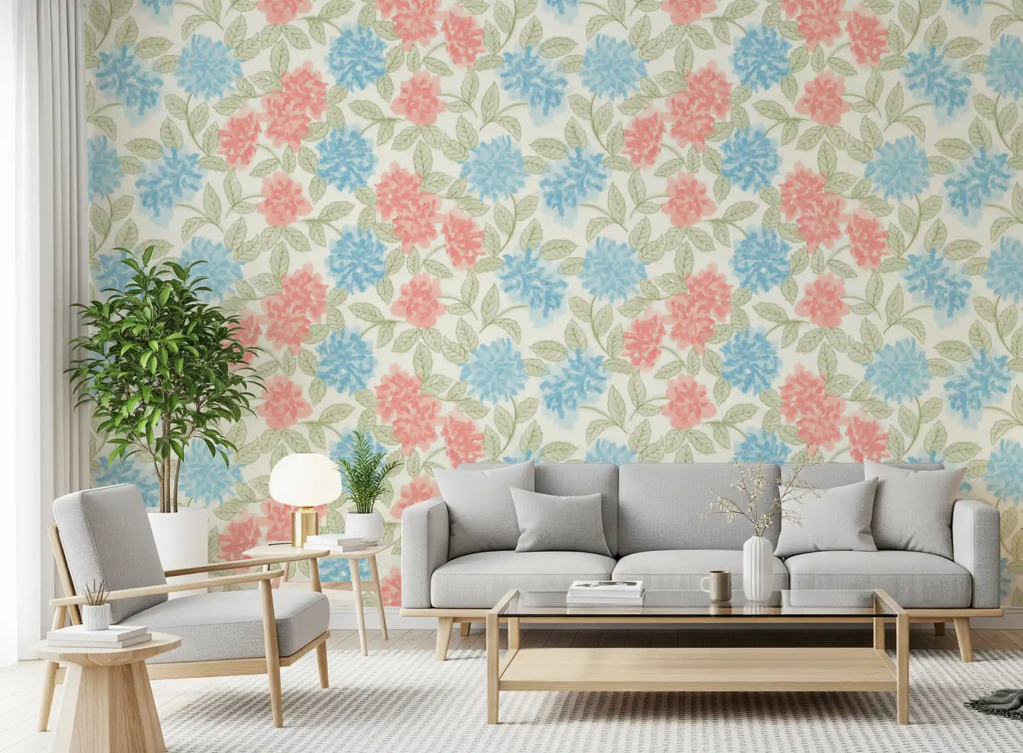 Blooming Painterly Botanical Garden Wallpaper⁠