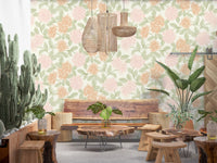 Serene Peony and Leaf Bloom Wallpaper⁠