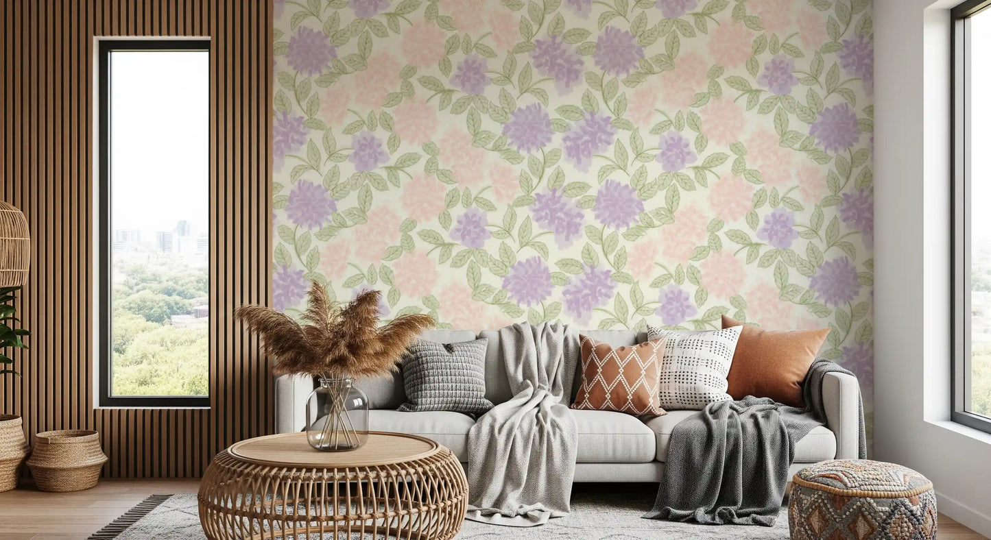 Soft Watercolor Hydrangea Garden Wallpaper⁠
