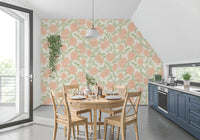 Minimalist Botanical Sage and Peach Garden Wallpaper⁠