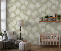 Minimalist Garden Leaf Motif Wallpaper⁠
