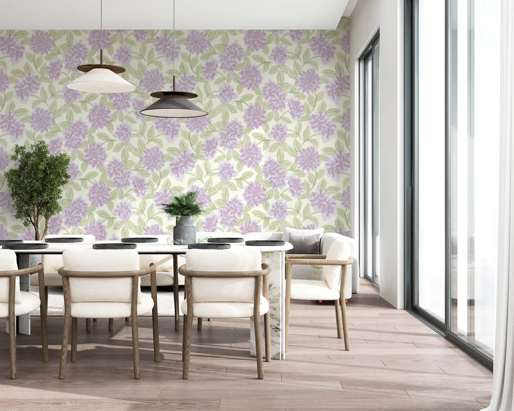 Soft Lavender Bloom Botanical Wallpaper⁠