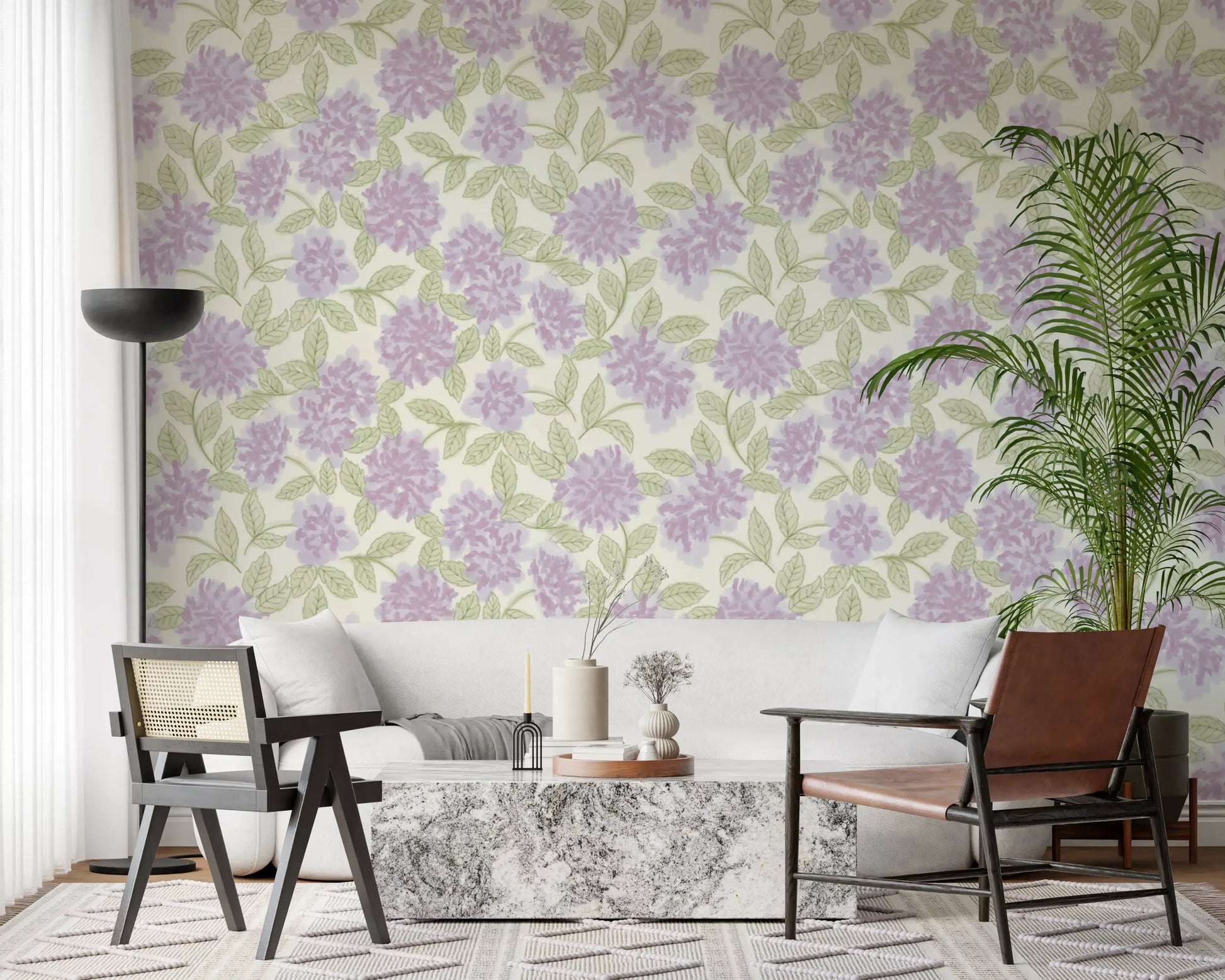 Soft Lavender Bloom Botanical Wallpaper⁠