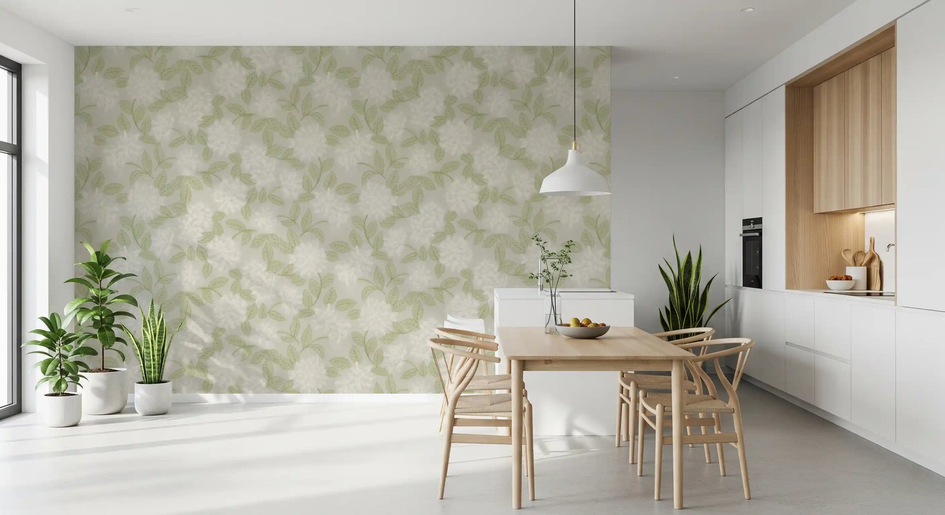 Ethereal Botanical White Bloom Wallpaper⁠