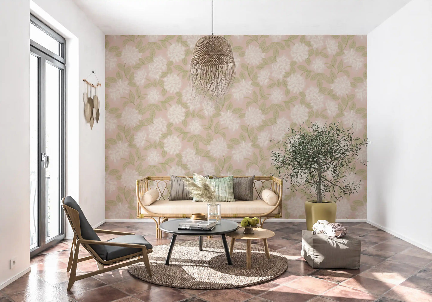 Muted Meadow Petal Pattern Wallpaper⁠