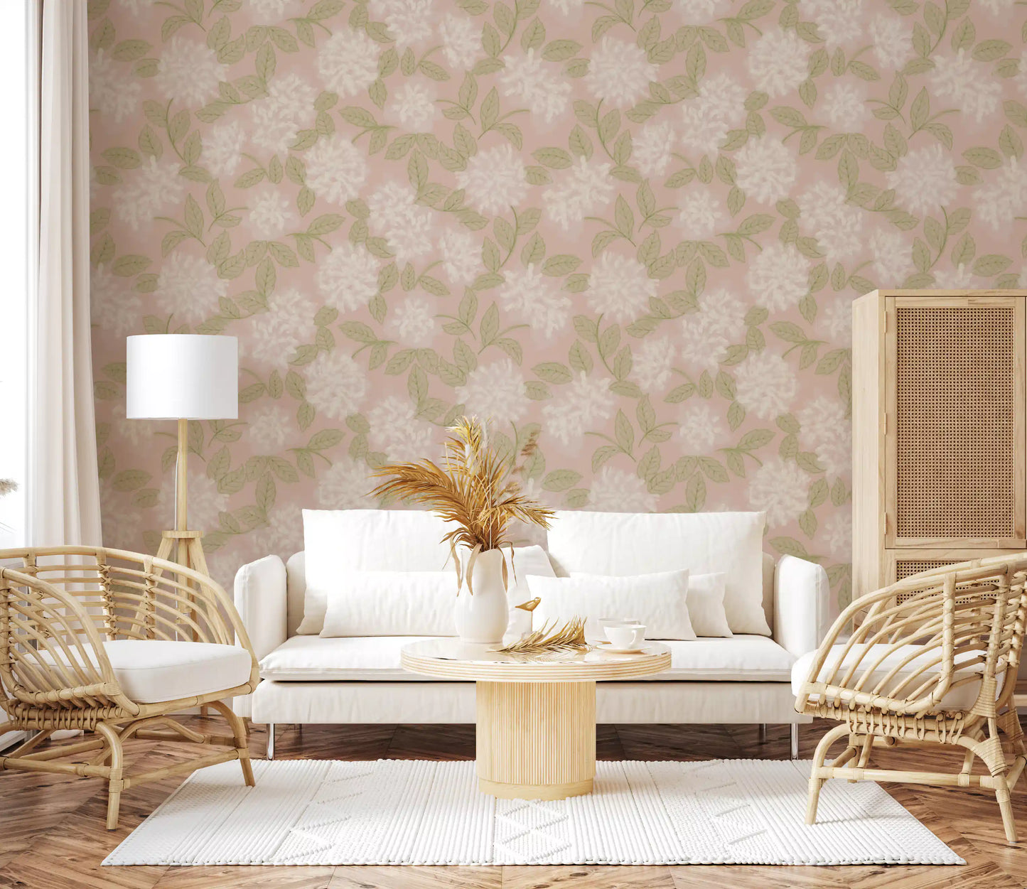 Muted Meadow Petal Pattern Wallpaper⁠