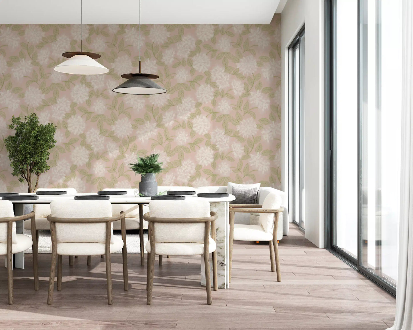 Muted Meadow Petal Pattern Wallpaper⁠