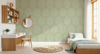 Boho Painted - Abstract Mudcloth Hexagons Tribal Geometric Pattern Chopped Dill Wallpaper⁠