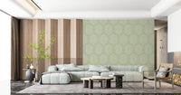 Boho Painted - Abstract Mudcloth Hexagons Tribal Geometric Pattern Chopped Dill Wallpaper⁠