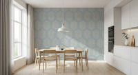 Boho Painted - Abstract Mudcloth Hexagons Tribal Geometric Pattern French Blue Wallpaper⁠