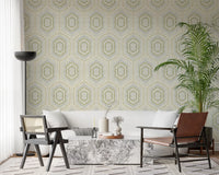 Boho Painted - Abstract Mudcloth Hexagons Tribal Geometric Pattern French Wallpaper⁠