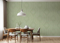 Faded Ogee Damask - Chopped Dill Wallpaper⁠
