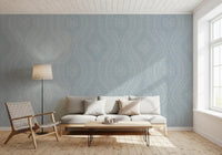 Faded Ogee Damask - French Blue Wallpaper⁠