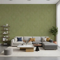Faded Ogee Damask - Meadow Green Wallpaper⁠
