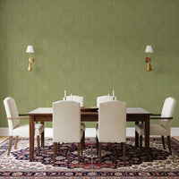 Faded Ogee Damask - Meadow Green Wallpaper⁠