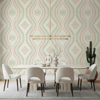 Faded Ogee Damask - Classic Grandmillennial Wallpaper⁠