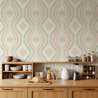Faded Ogee Damask - Classic Grandmillennial Wallpaper⁠