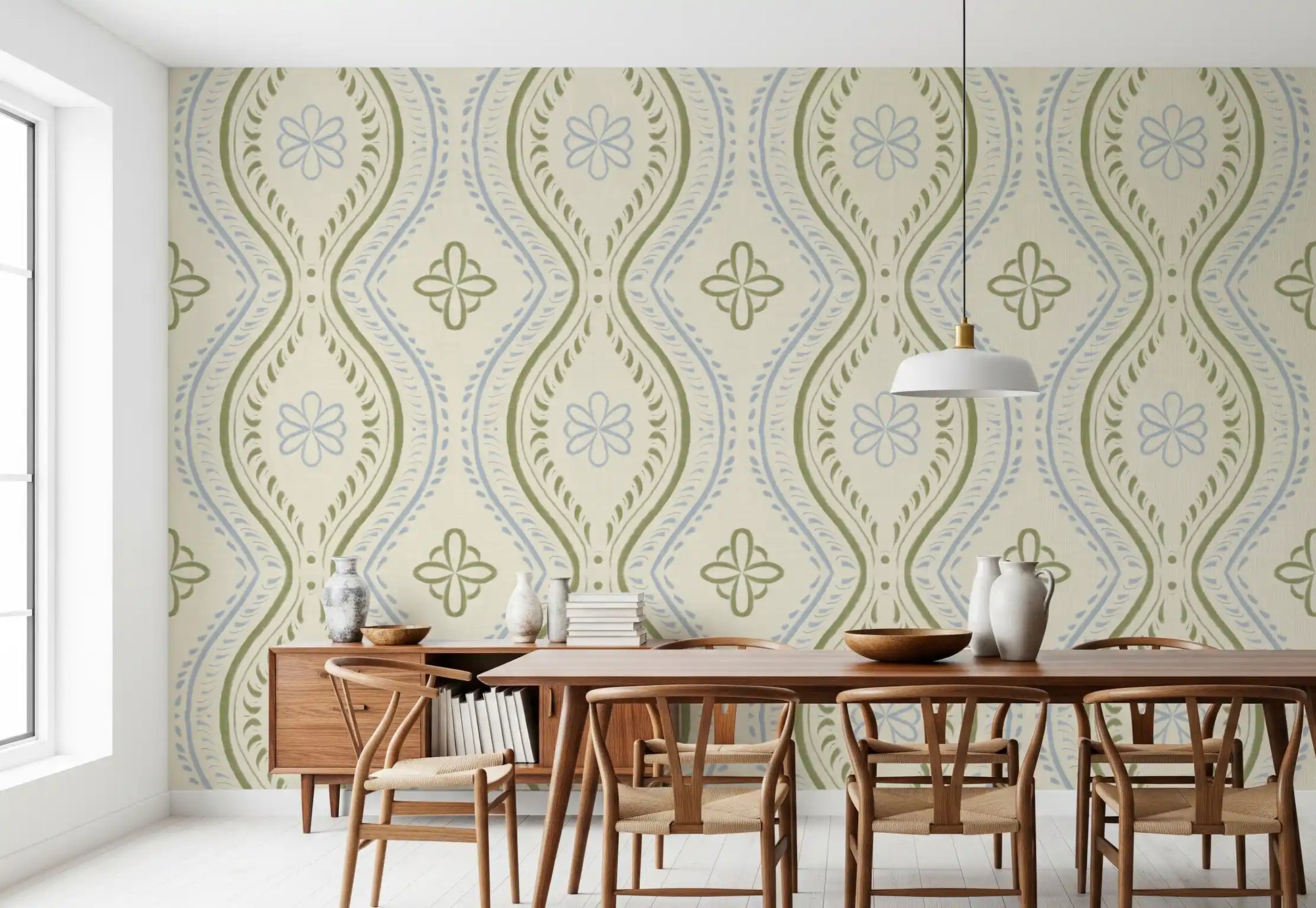 Faded Ogee Damask - Timiless French Country Wallpaper⁠