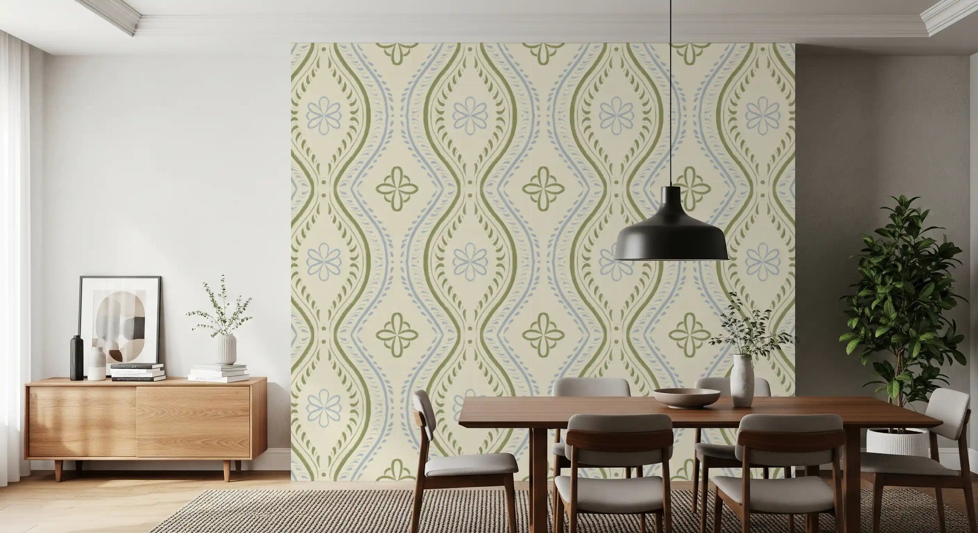 Faded Ogee Damask - Timiless French Country Wallpaper⁠