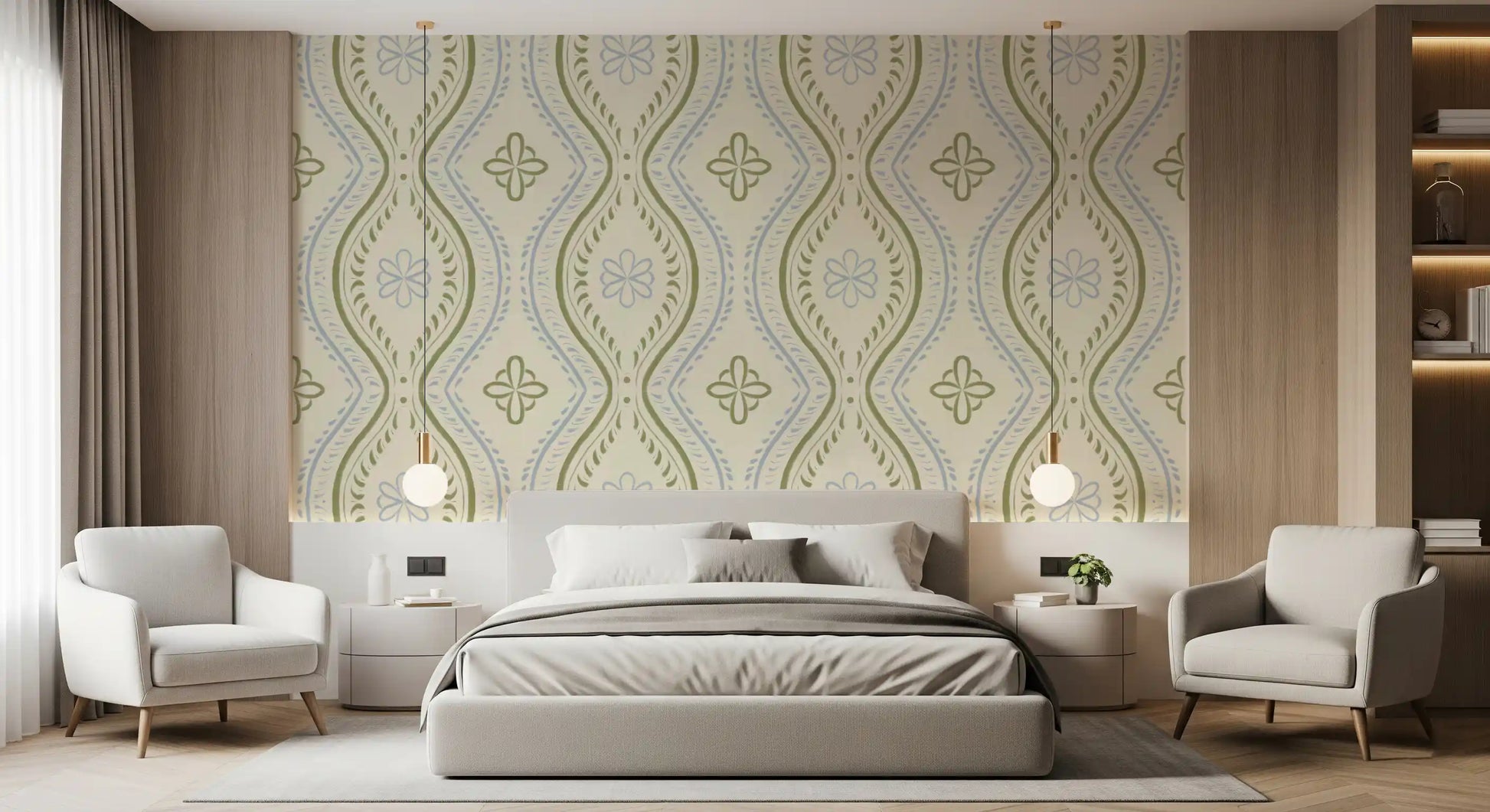 Faded Ogee Damask - Timiless French Country Wallpaper⁠