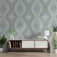 Faded Ogee Damask - Classic French Country Wallpaper⁠