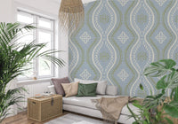 Faded Ogee Damask - Classic French Country Wallpaper⁠